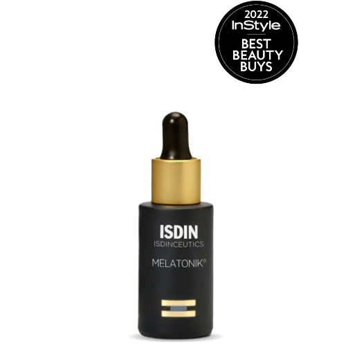 ISDIN Isdinceutics Melatonik dropper bottle with '2022 InStyle Best Beauty Buys' badge on a white background